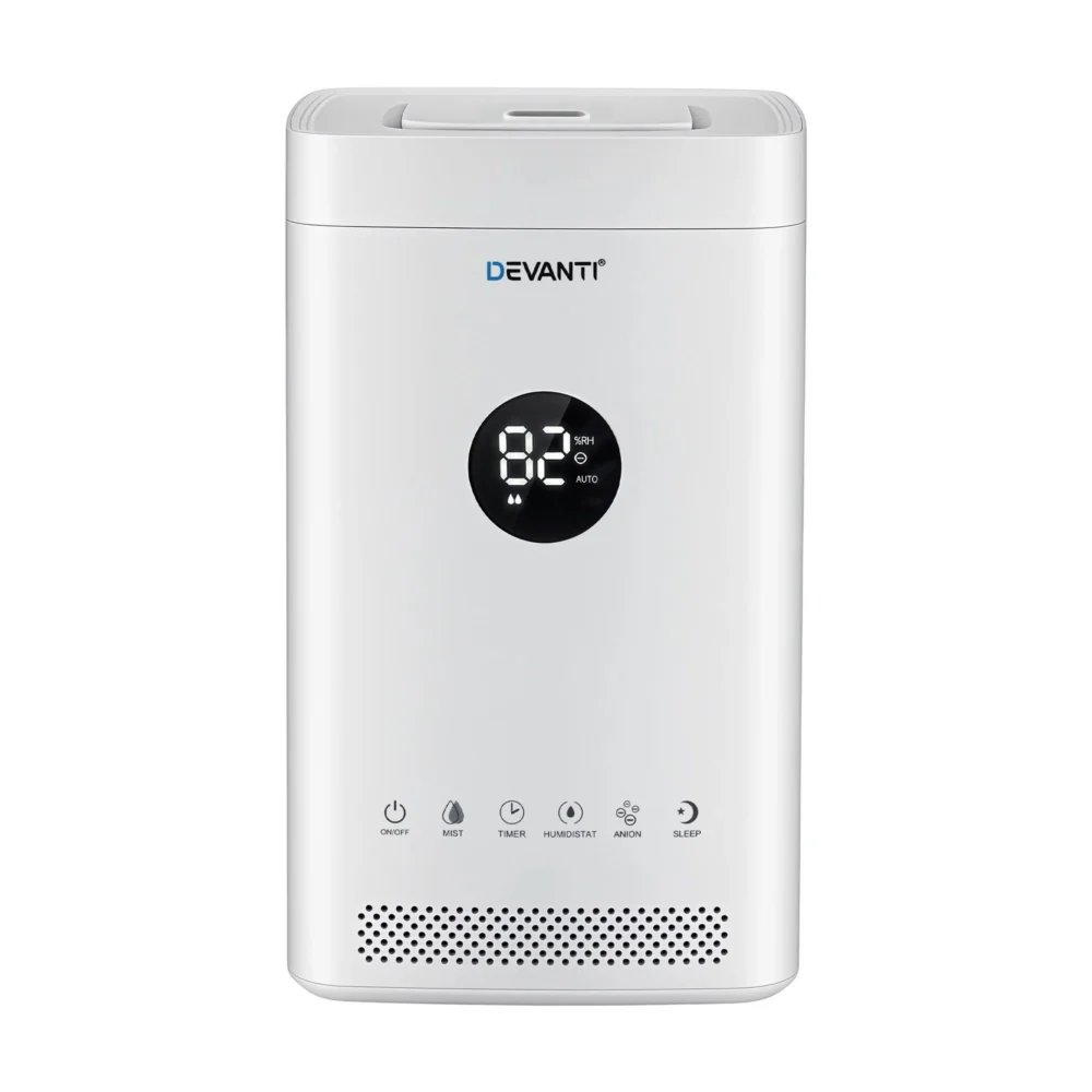 Devanti Ultrasonic Humidifier Air Purifier Top Fill Auto Humidity 3.5L White