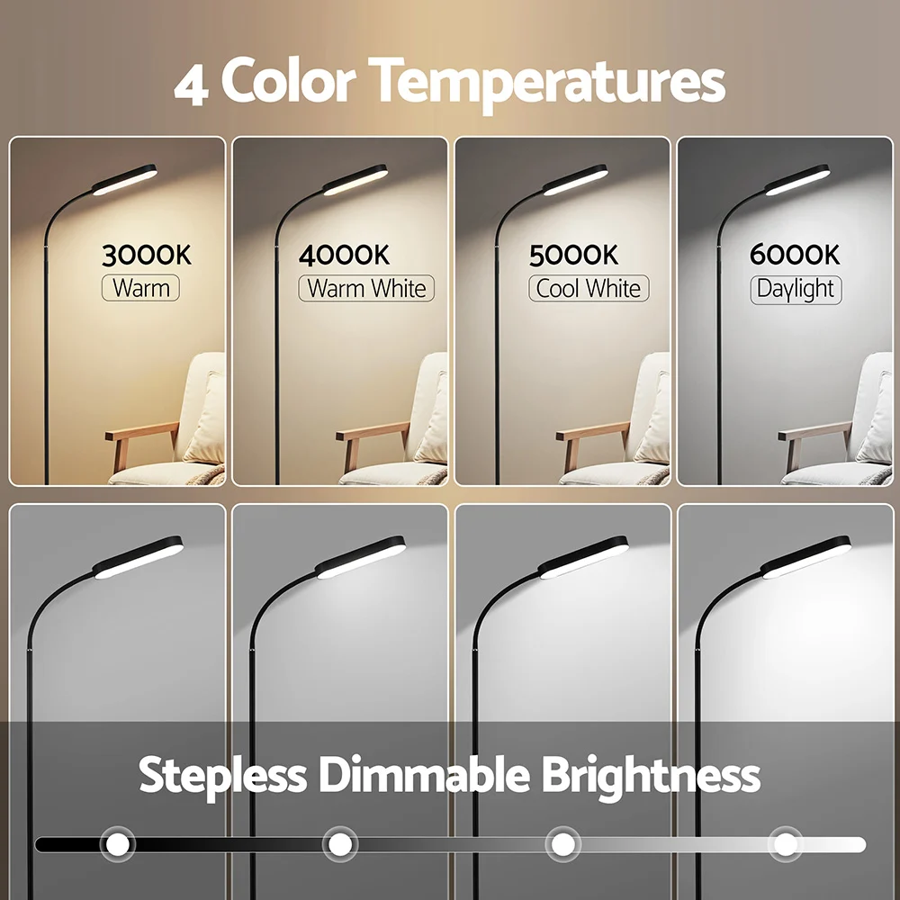 Artiss LED Floor Lamp w/ Remote Control & 4 Color Temperature Reading Living