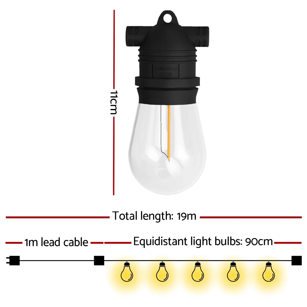 19m Festoon Lights Christmas Fairy String Lights Outdoor Party Garden Decor