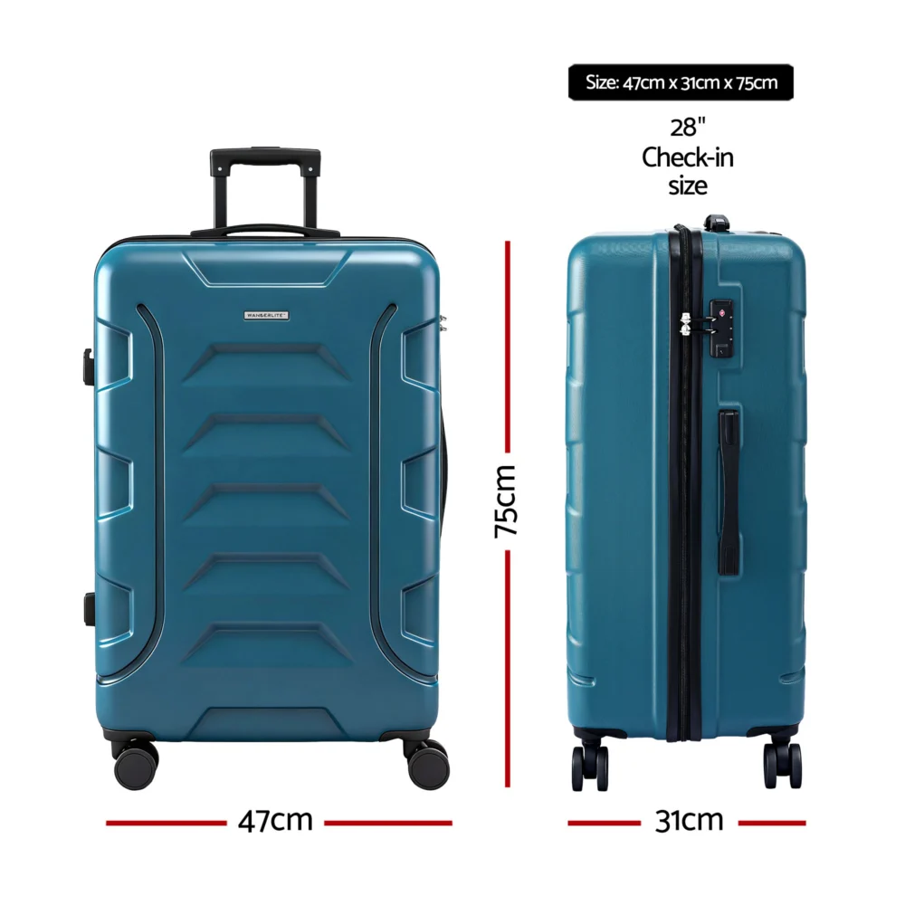 Wanderlite 28" Luggage Suitcase Trolley Travel TSA Lightweight Hard Case Teal