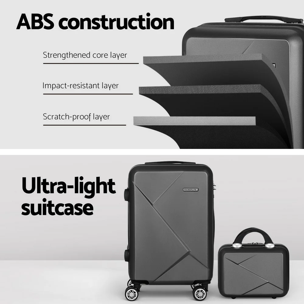 Wanderlite 2Set 20 Inch Luggage Case w/ 12 Inch Handheld Luggage Box Hard Shell