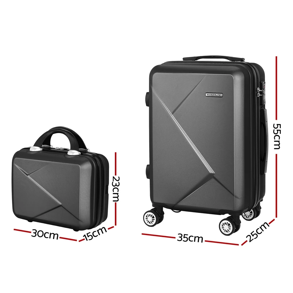 Wanderlite 2Set 20 Inch Luggage Case w/ 12 Inch Handheld Luggage Box Hard Shell