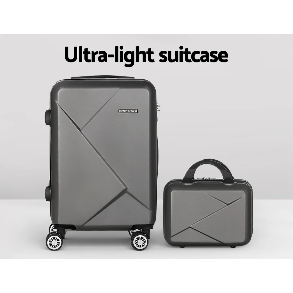 Wanderlite 2Set 20 Inch Luggage Case w/ 12 Inch Handheld Luggage Box Hard Shell