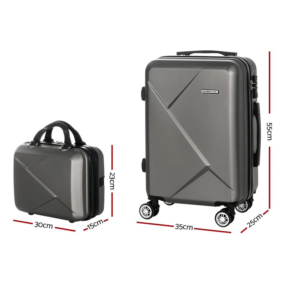 Wanderlite 2Set 20 Inch Luggage Case w/ 12 Inch Handheld Luggage Box Hard Shell