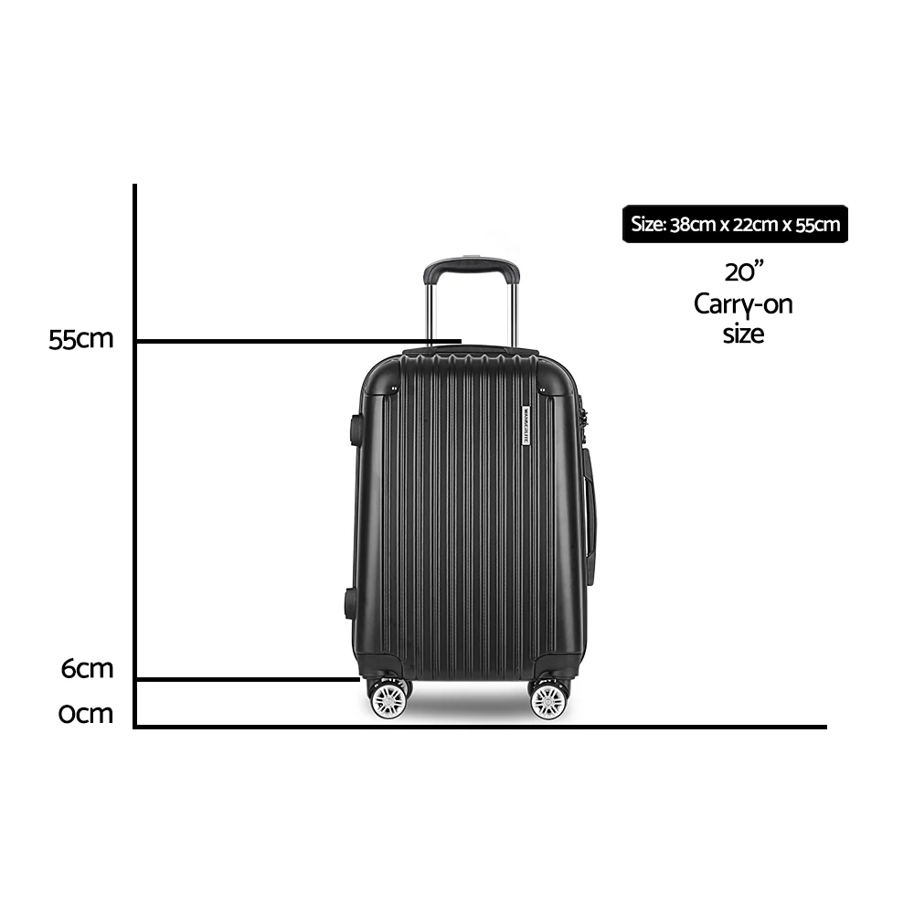 Wanderlite 20 Inch Luggage w/ Zipper Lock Carry On Hard Shell Travel Suitcase