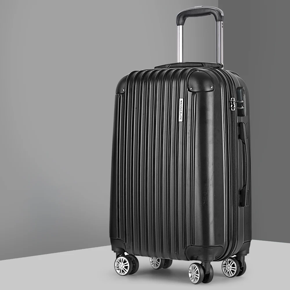 Wanderlite 20 Inch Luggage w/ Zipper Lock Carry On Hard Shell Travel Suitcase