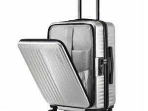 Wanderlite 20" Luggage Suitcase Front Pocket Travel Carry On Dual TSA Silver