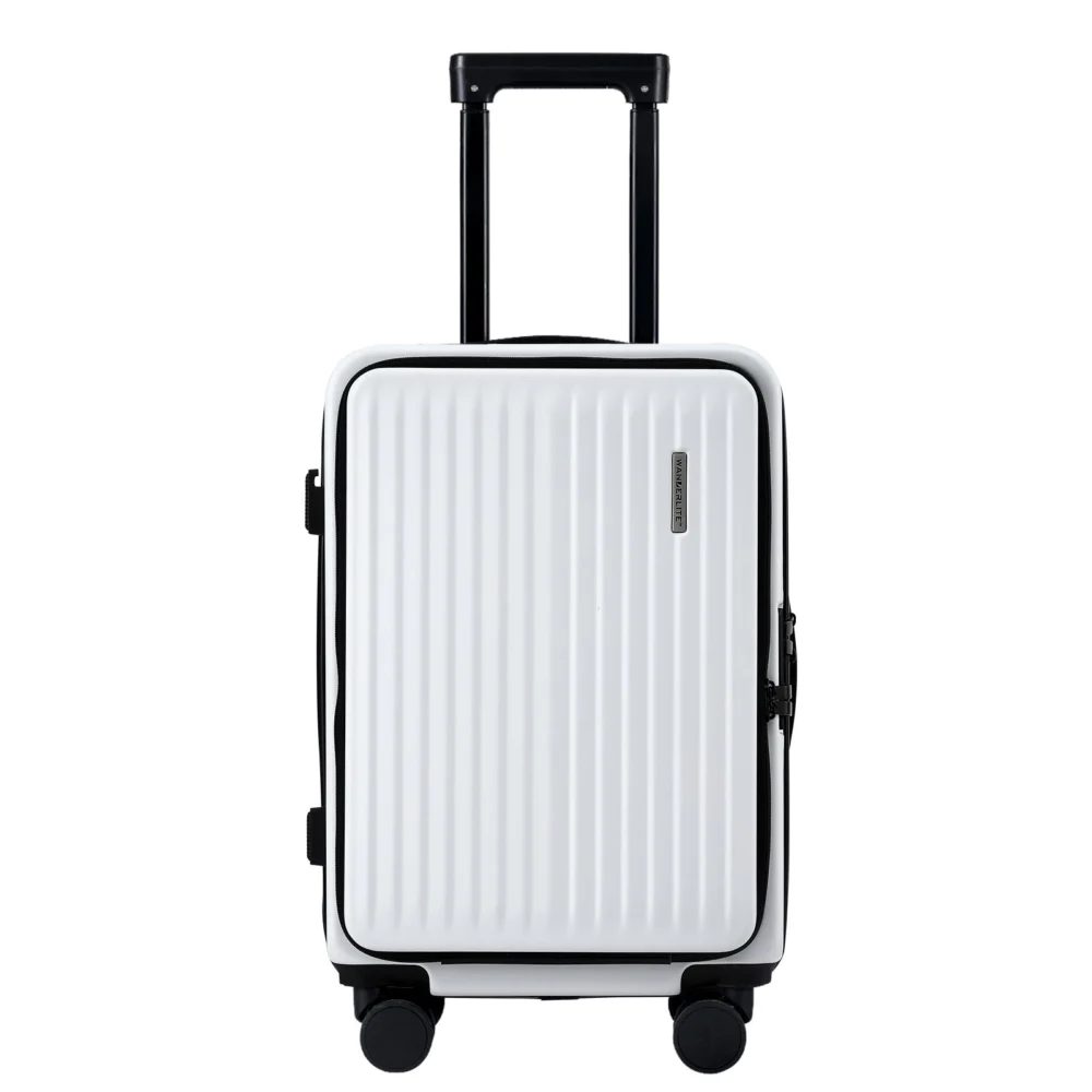 Wanderlite 20" Luggage Suitcase Front Pocket Travel Carry On Dual TSA White