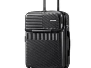 Wanderlite 20" Luggage Suitcase Front Pocket Travel Carry On TSA Black