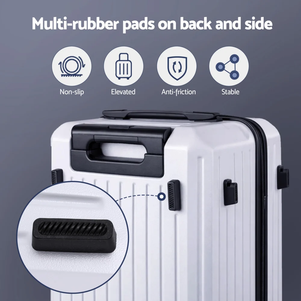 Wanderlite 2pcs Trunk Luggage Suitcase Travel Carry On TSA Lock 12" 20" White