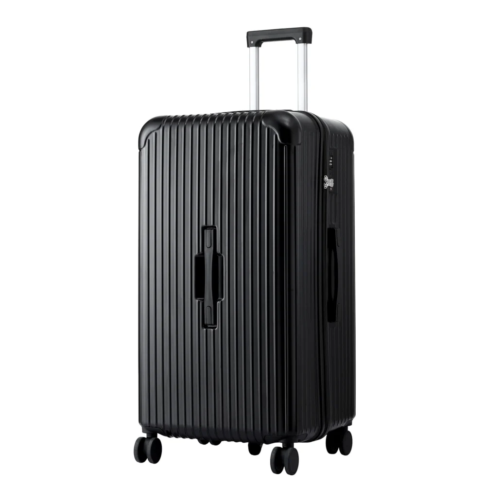 Wanderlite 28" Trunk Luggage Suitcase Travel 5 Wheels Type-C Port TSA Black