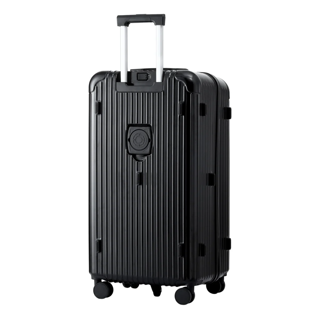 Wanderlite 28" Trunk Luggage Suitcase Travel 5 Wheels Type-C Port TSA Black