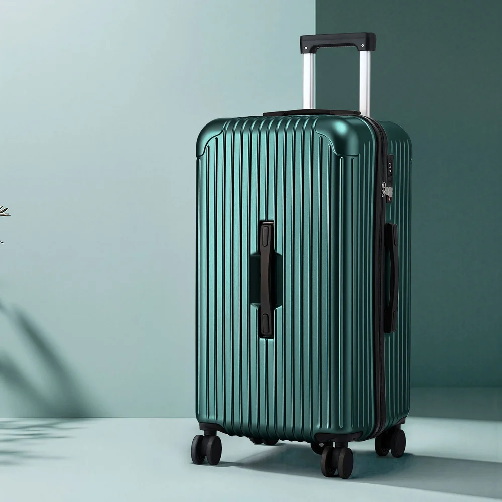 Wanderlite 28" Trunk Luggage Suitcase Travel 5 Wheels Type-C Port TSA Green