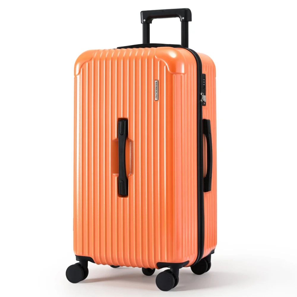 Wanderlite 28" Trunk Luggage Suitcase Travel 5 Wheels Type-C Port TSA Orange
