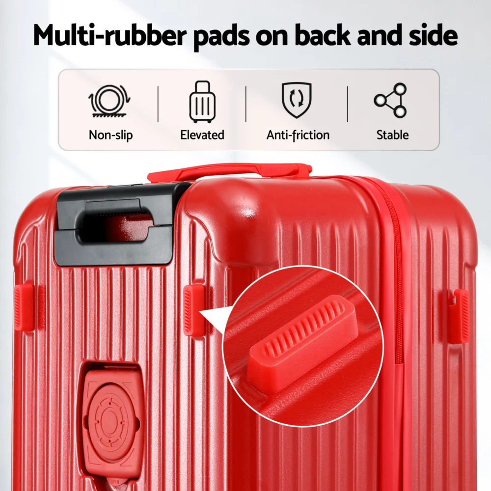 Wanderlite 28" Trunk Luggage Suitcase Travel 5 Wheels Type-C Port TSA Red