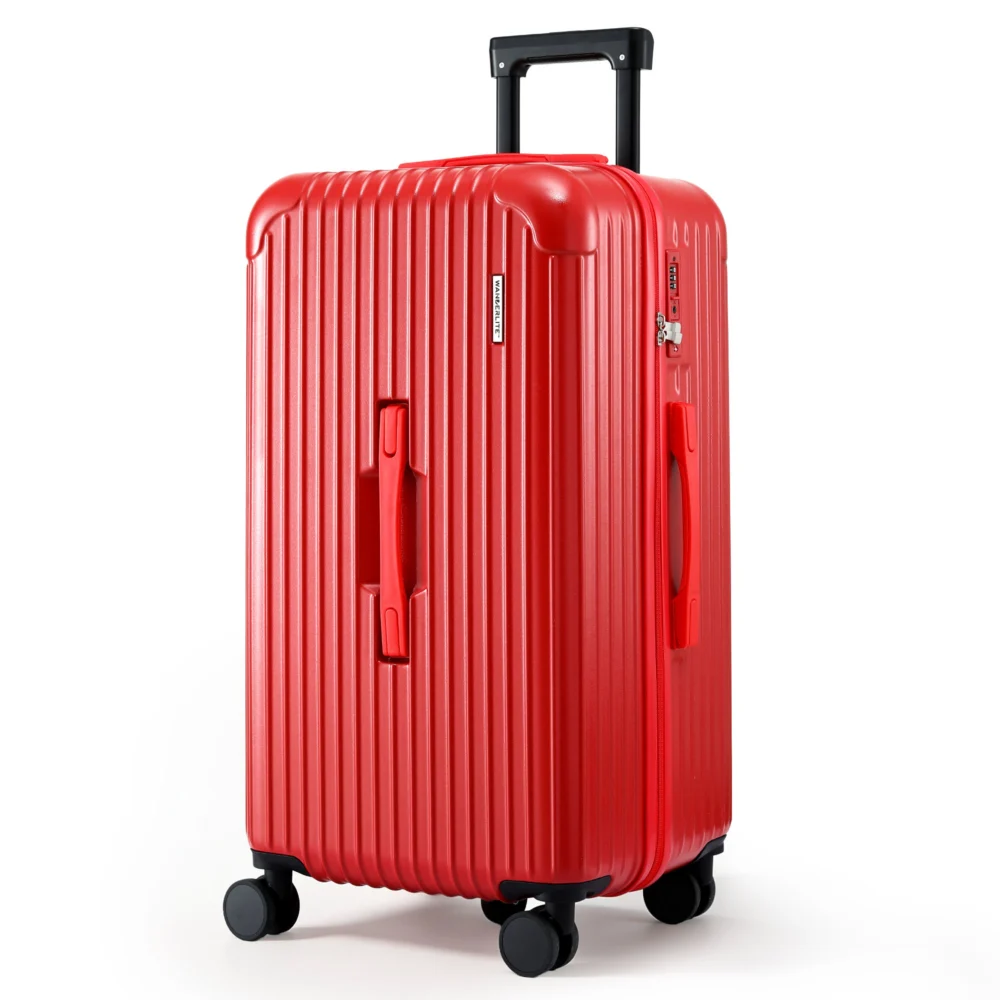 Wanderlite 28" Trunk Luggage Suitcase Travel 5 Wheels Type-C Port TSA Red