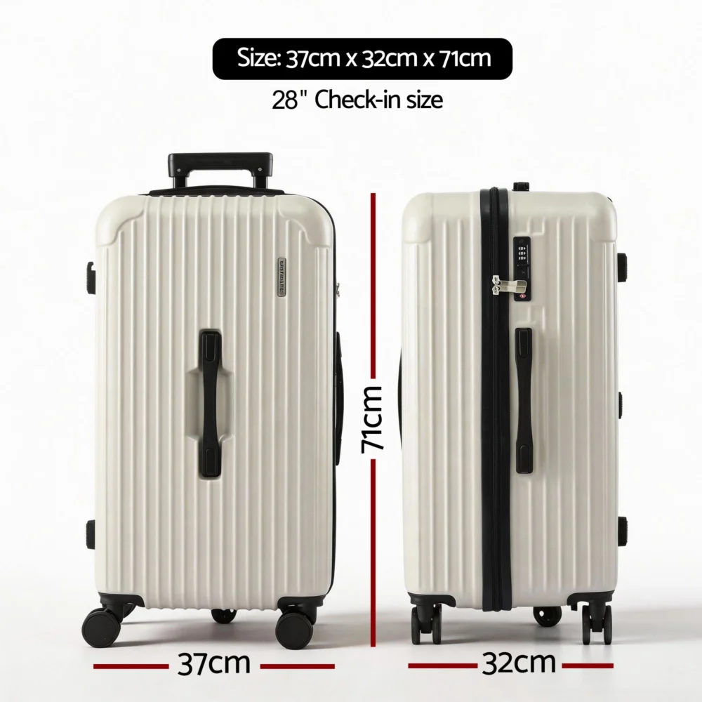 Wanderlite 28" Trunk Luggage Suitcase Travel 5 Wheels Type-C Port TSA Smoky
