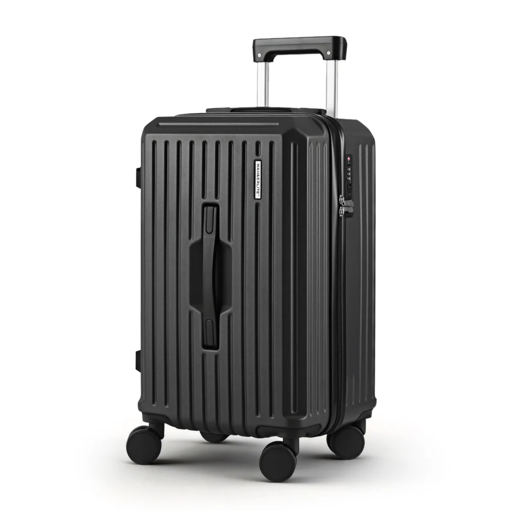 Wanderlite 20" Trunk Luggage Suitcase Travel Carry On TSA Lock Black