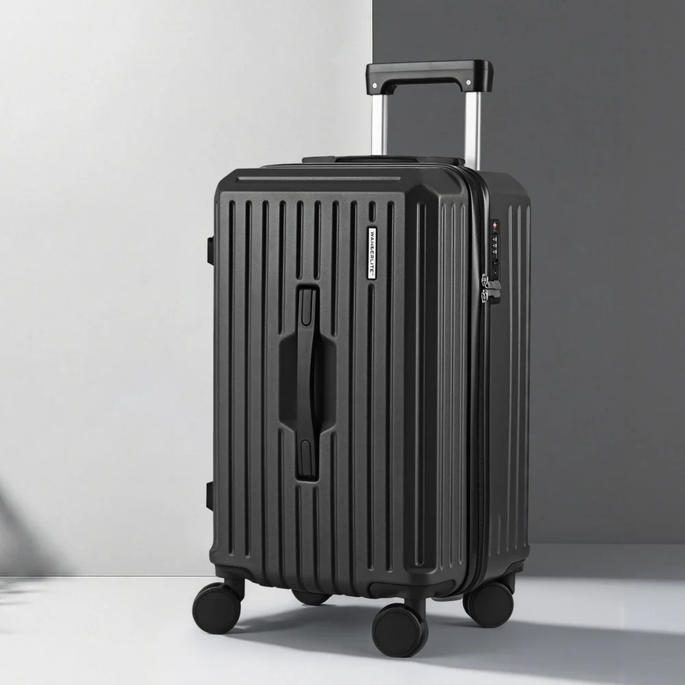 Wanderlite 20" Trunk Luggage Suitcase Travel Carry On TSA Lock Black