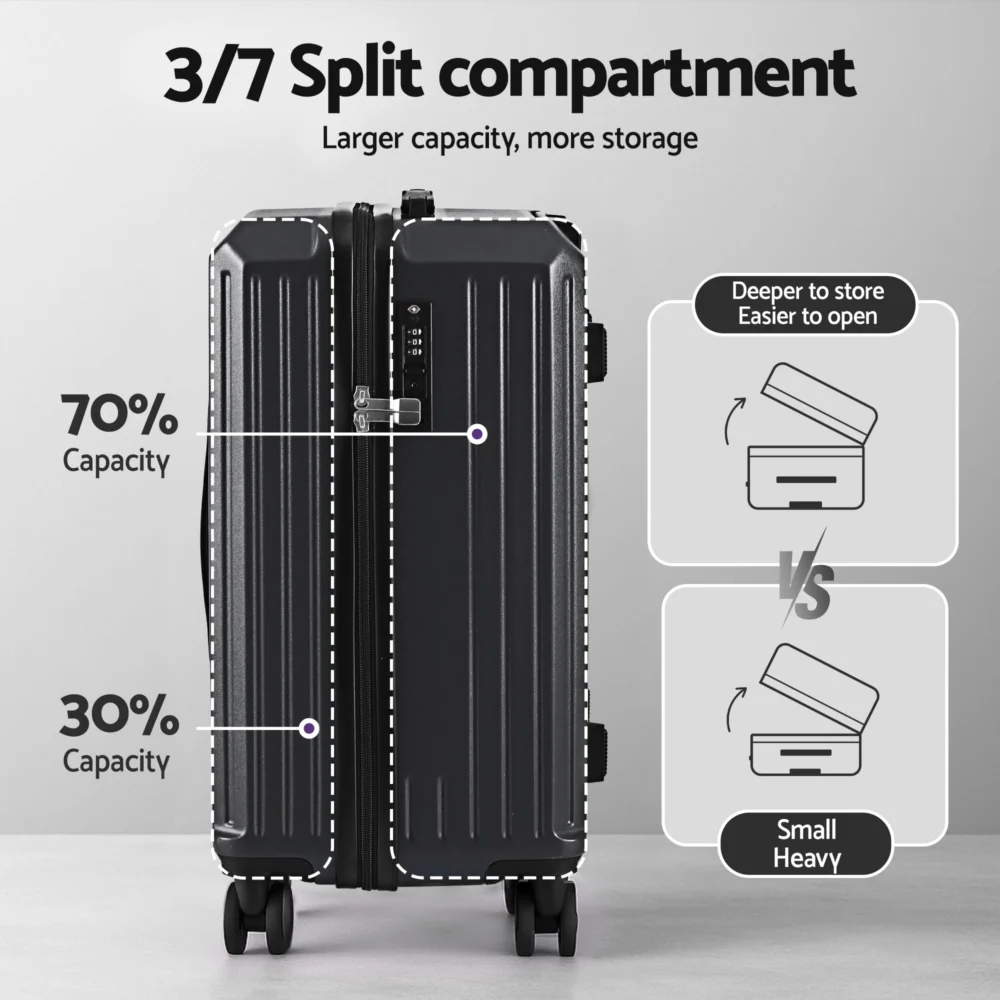 Wanderlite 20" Trunk Luggage Suitcase Travel Carry On TSA Lock Black