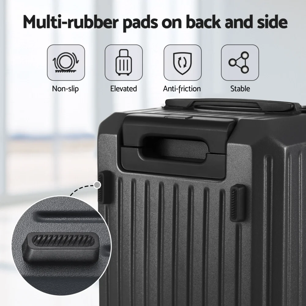Wanderlite 20" Trunk Luggage Suitcase Travel Carry On TSA Lock Black