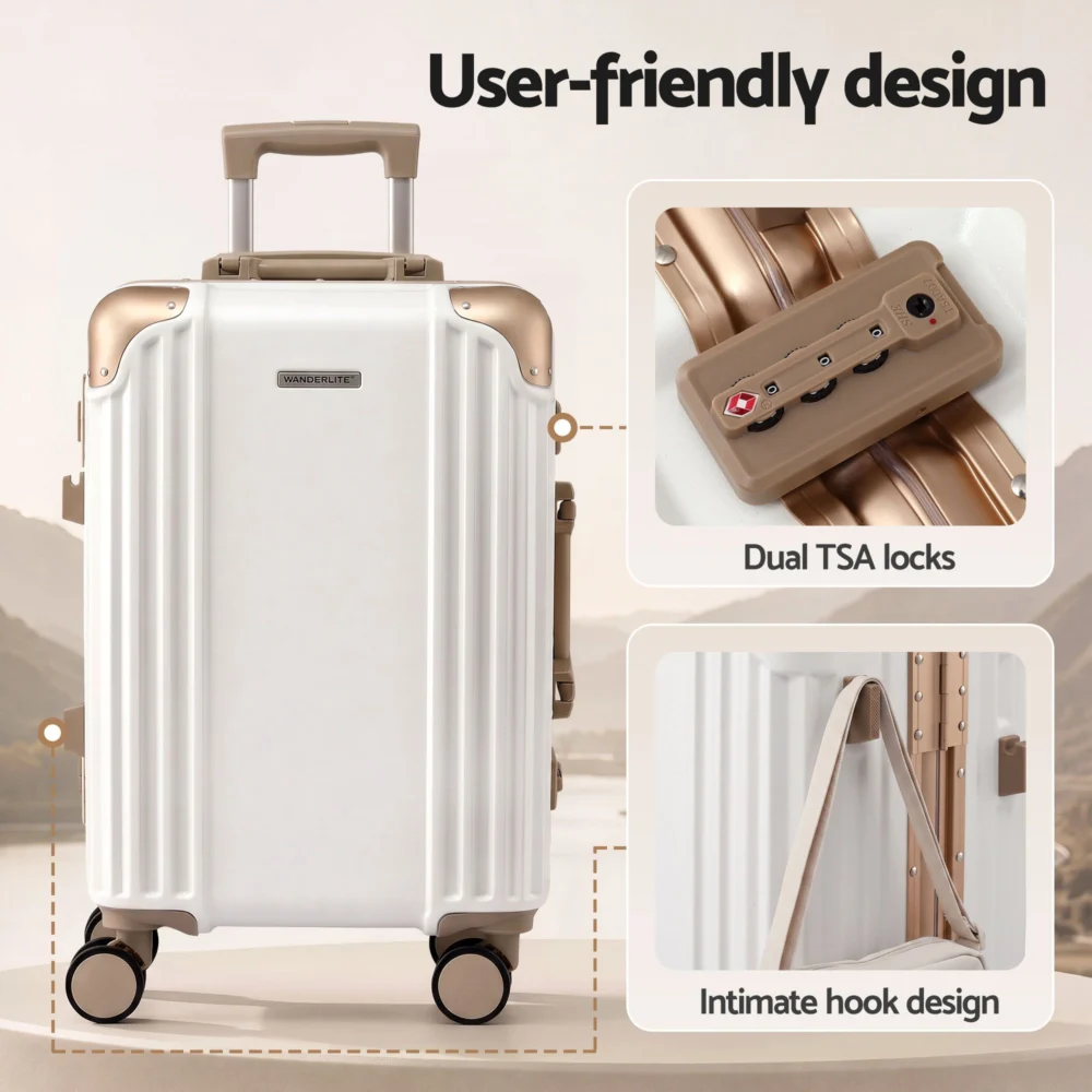 Wanderlite 20" Aluminium Frame Carry On Luggage Suitcase TSA Lock Spinner Wheels