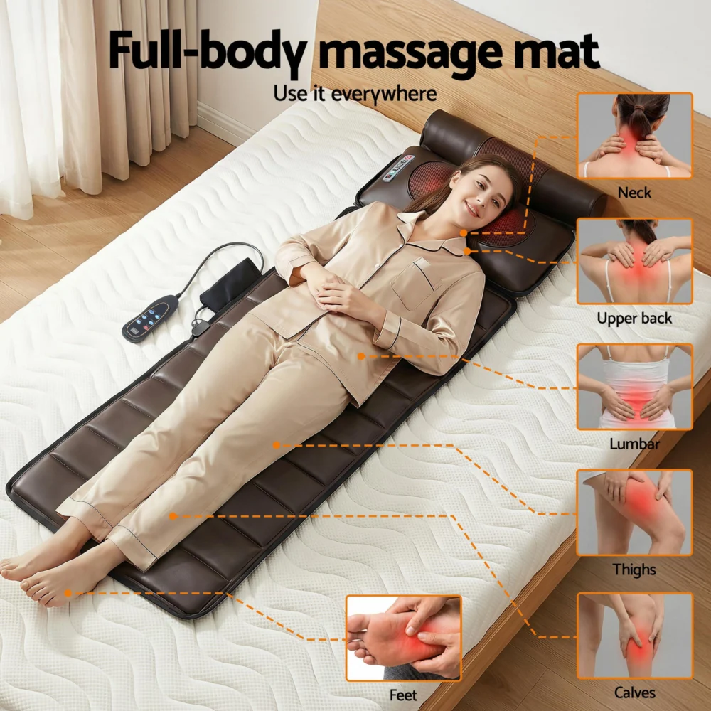 Livemor Massage Mat Kneading Neck Foot Massager Heated Vibration Airbag Mattress