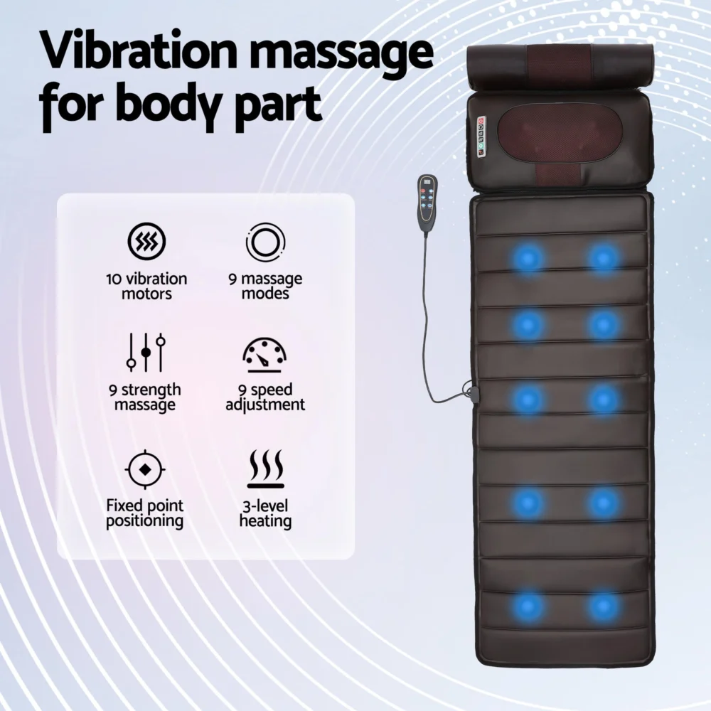Livemor Massage Mat Kneading Neck Foot Massager Heated Vibration Airbag Mattress