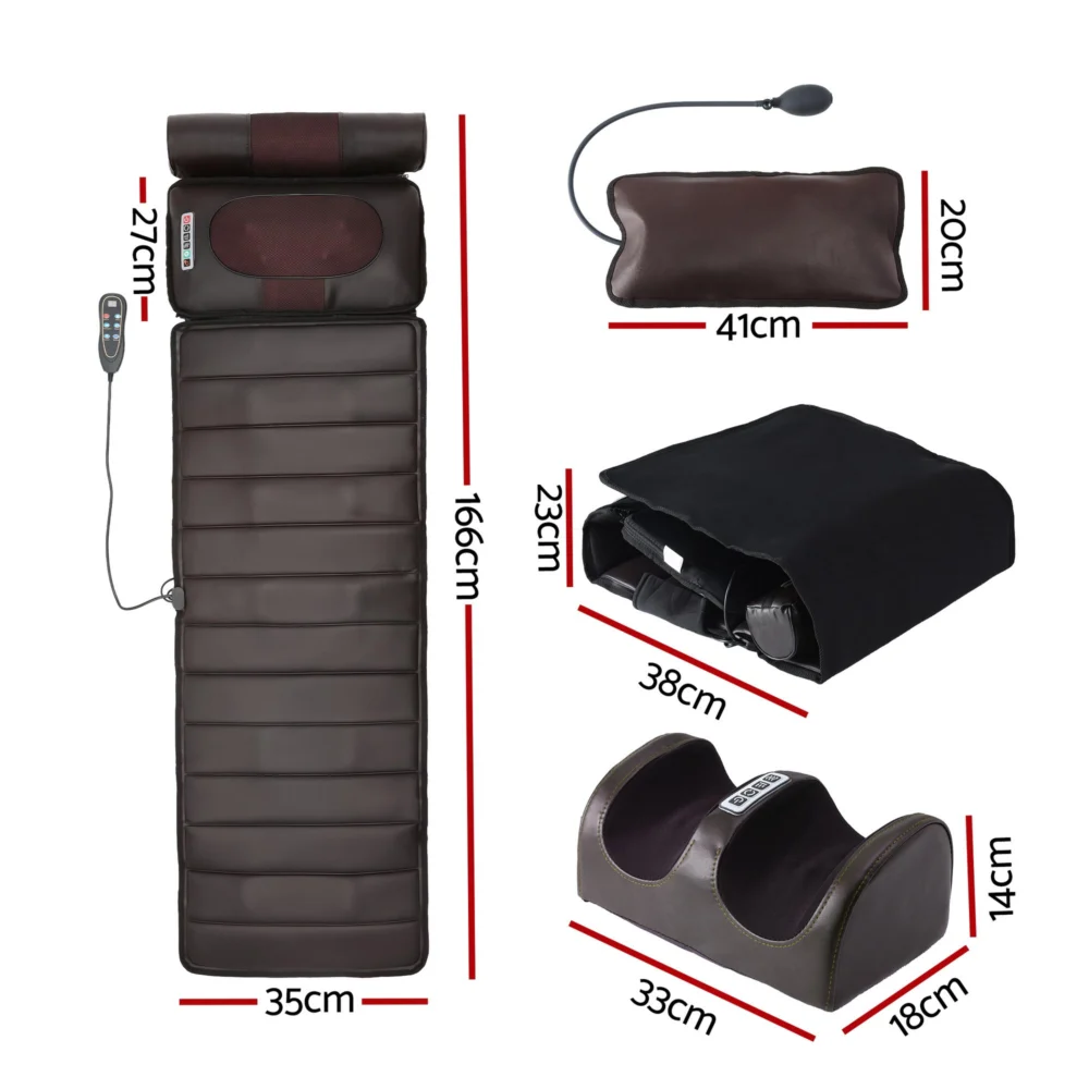 Livemor Massage Mat Kneading Neck Foot Massager Heated Vibration Airbag Mattress