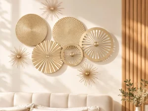 Artiss 8 pc Gold Metal Wall Decor Set 3D Starburst Round Disc Sculptures