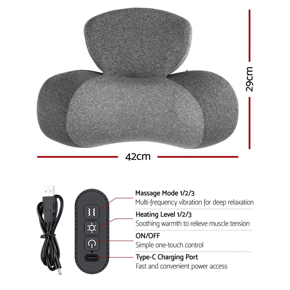 Livemor 2-in-1 Neck Massager Pillow w/ Heat, Memory Foam Cervical Support for