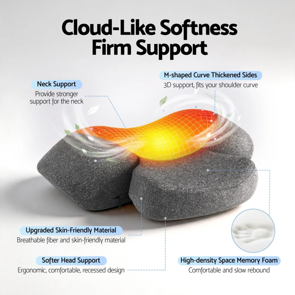Livemor 2-in-1 Neck Massager Pillow w/ Heat, Memory Foam Cervical Support for