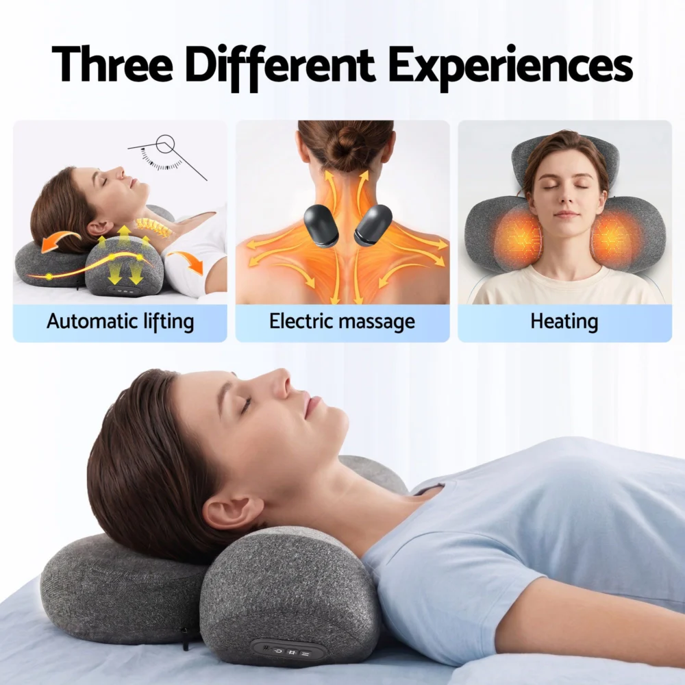 Livemor 2-in-1 Neck Massager Pillow w/ Heat, Memory Foam Cervical Support for