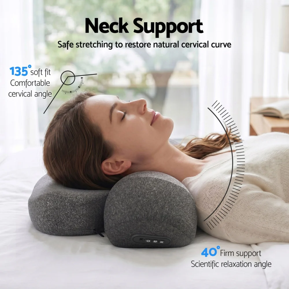 Livemor 2-in-1 Neck Massager Pillow w/ Heat, Memory Foam Cervical Support for