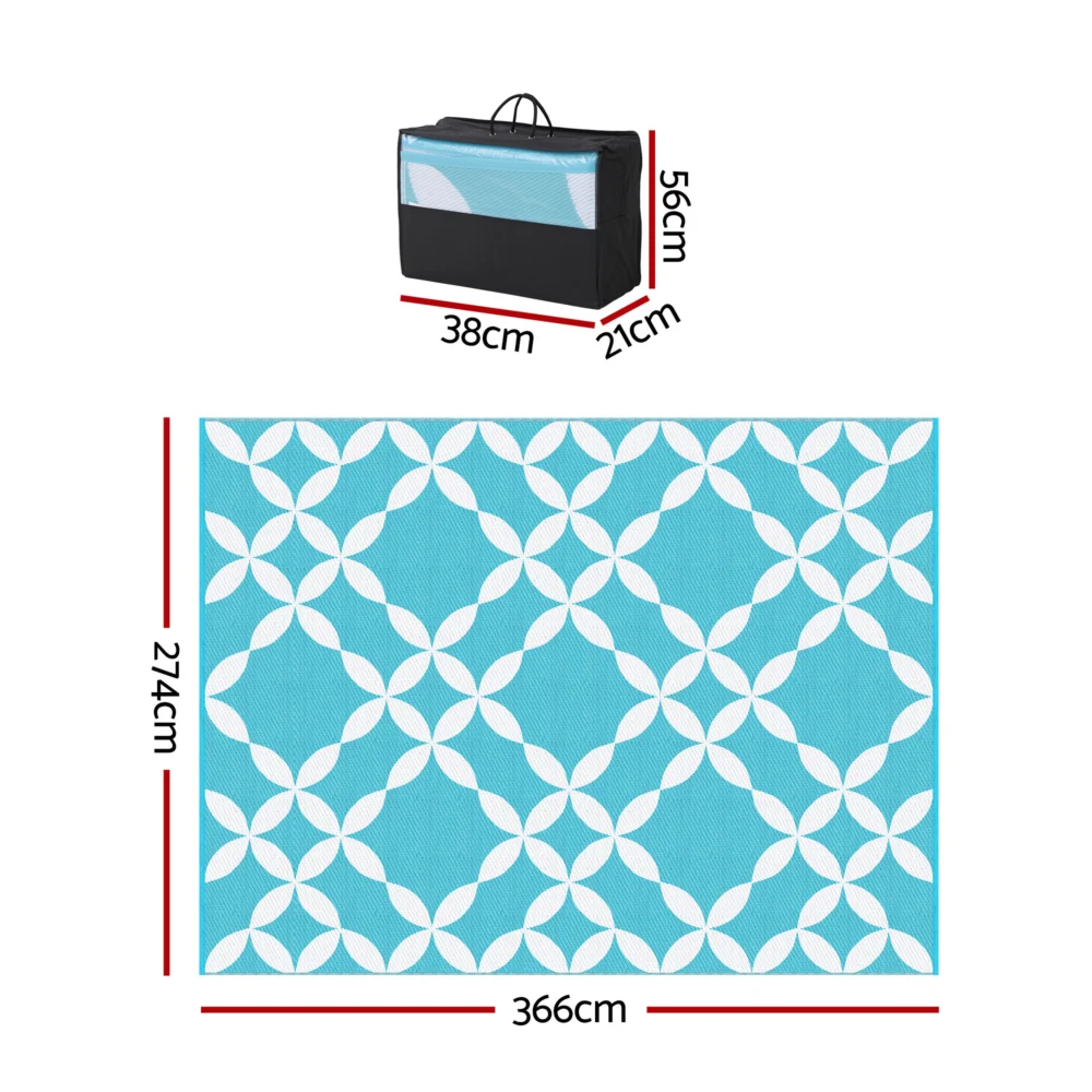 Gardeon Outdoor Rugs 274x366cm Large Carpet Reversible Area Mat PP Dual-Sided