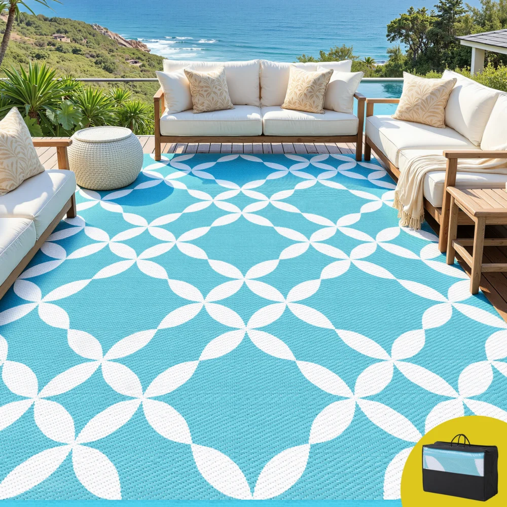 Gardeon Outdoor Rugs 274x366cm Large Carpet Reversible Area Mat PP Dual-Sided