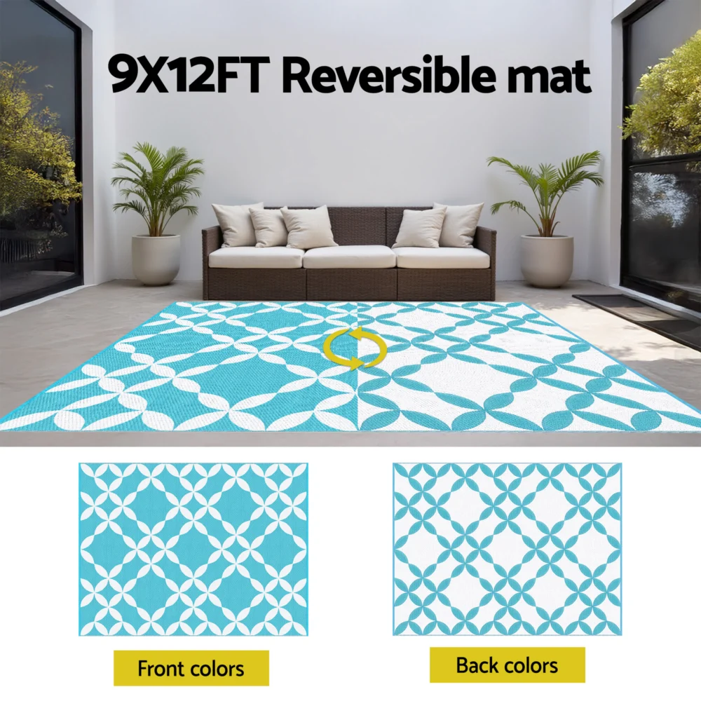 Gardeon Outdoor Rugs 274x366cm Large Carpet Reversible Area Mat PP Dual-Sided