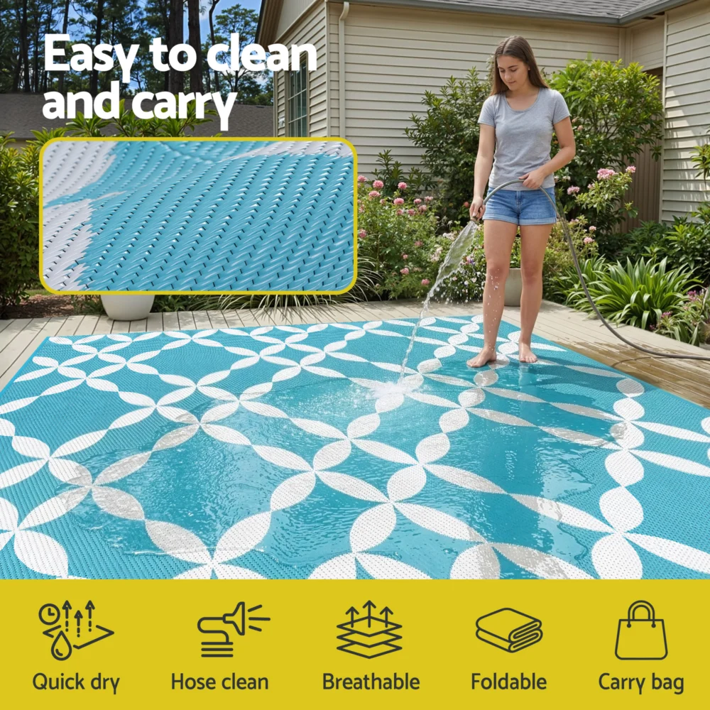 Gardeon Outdoor Rugs 274x366cm Large Carpet Reversible Area Mat PP Dual-Sided