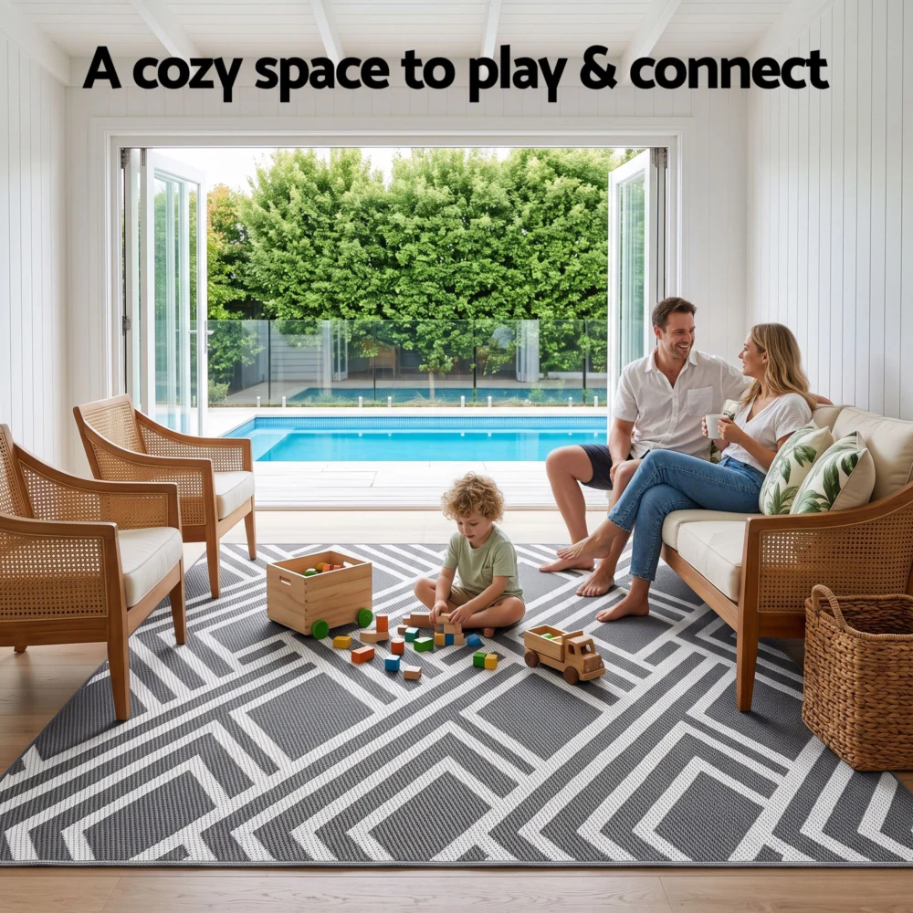 Gardeon Outdoor Rugs 274x366cm Reversible PP Dual-Sided Area Mat Large Carpet