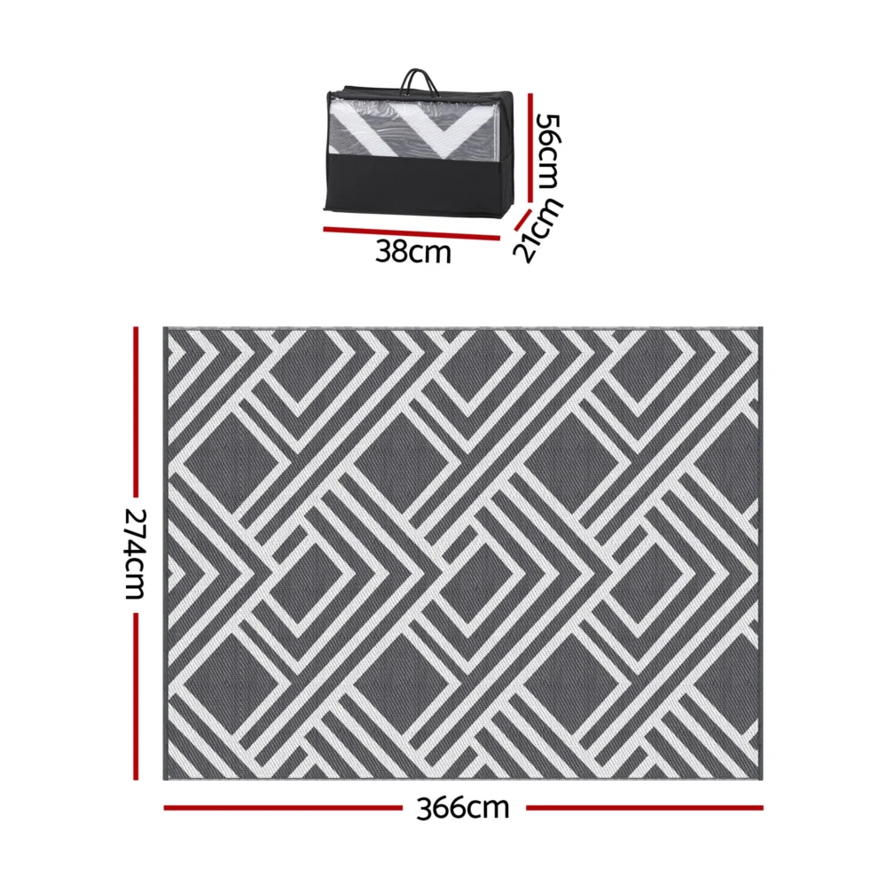 Gardeon Outdoor Rugs 274x366cm Reversible PP Dual-Sided Area Mat Large Carpet