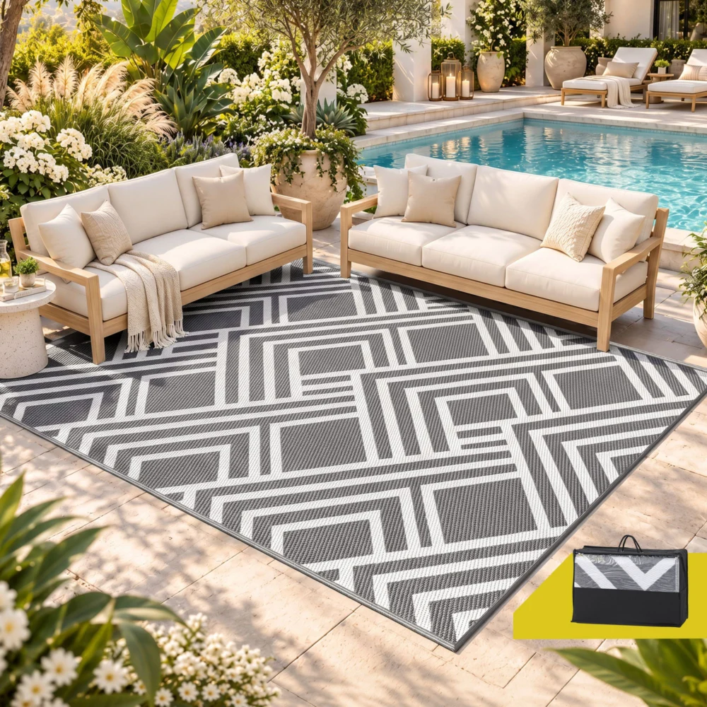 Gardeon Outdoor Rugs 274x366cm Reversible PP Dual-Sided Area Mat Large Carpet