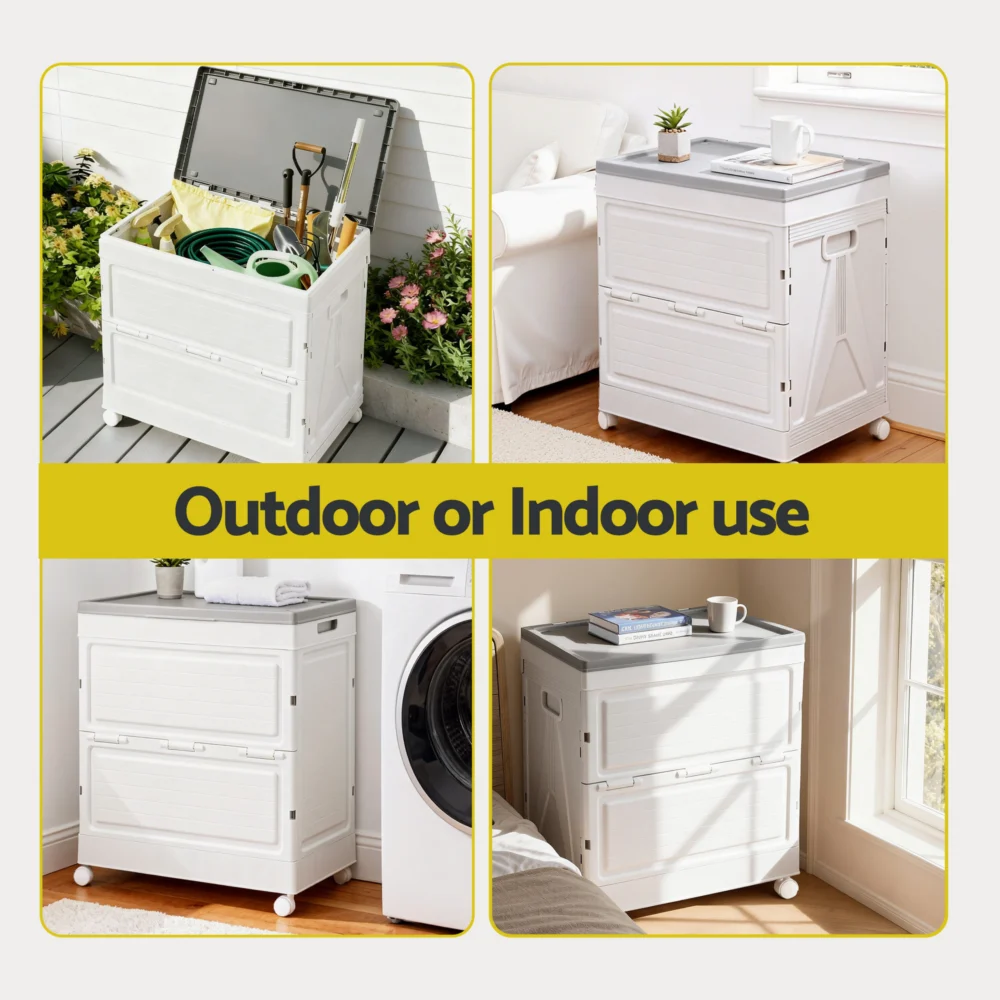Gardeon 159L Outdoor Storage Box Stackable Cupboard Camping Organizer Wheels