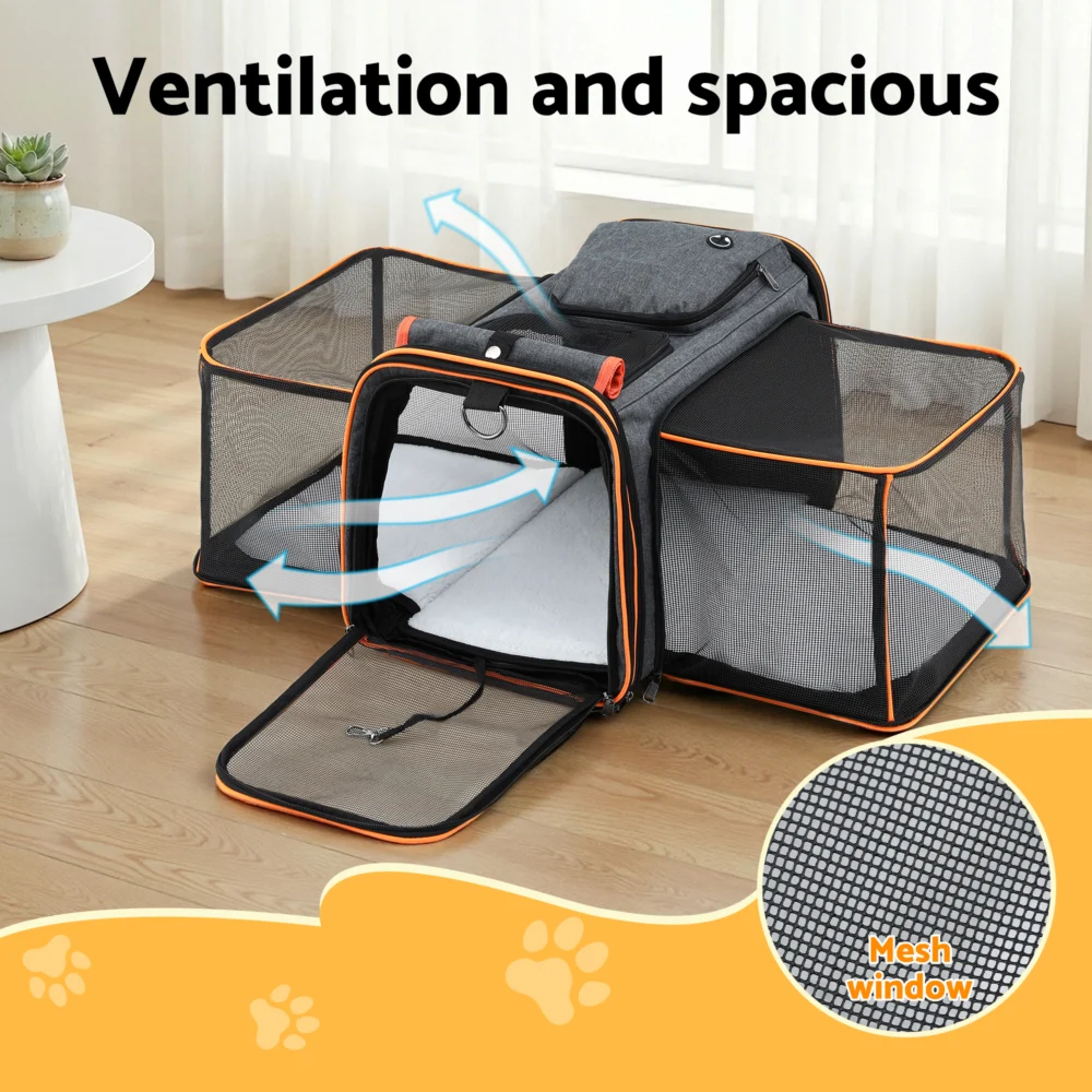 i.Pet Pet Carrier Bag Foldable Expandable Dog Cat Travel Cage Portable Car