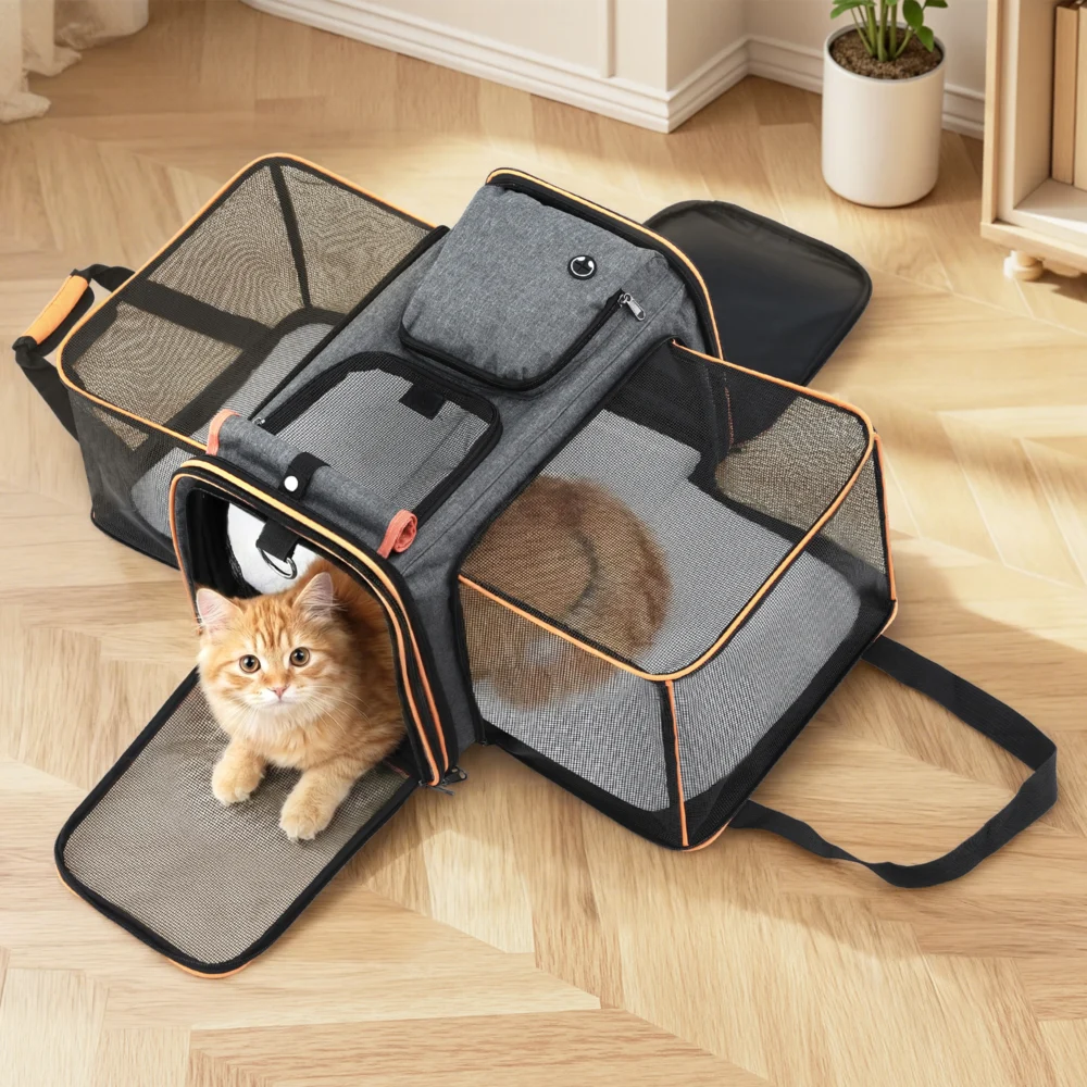 i.Pet Pet Carrier Bag Foldable Expandable Dog Cat Travel Cage Portable Car