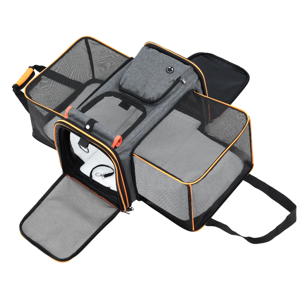 i.Pet Pet Carrier Bag Foldable Expandable Dog Cat Travel Cage Portable Car