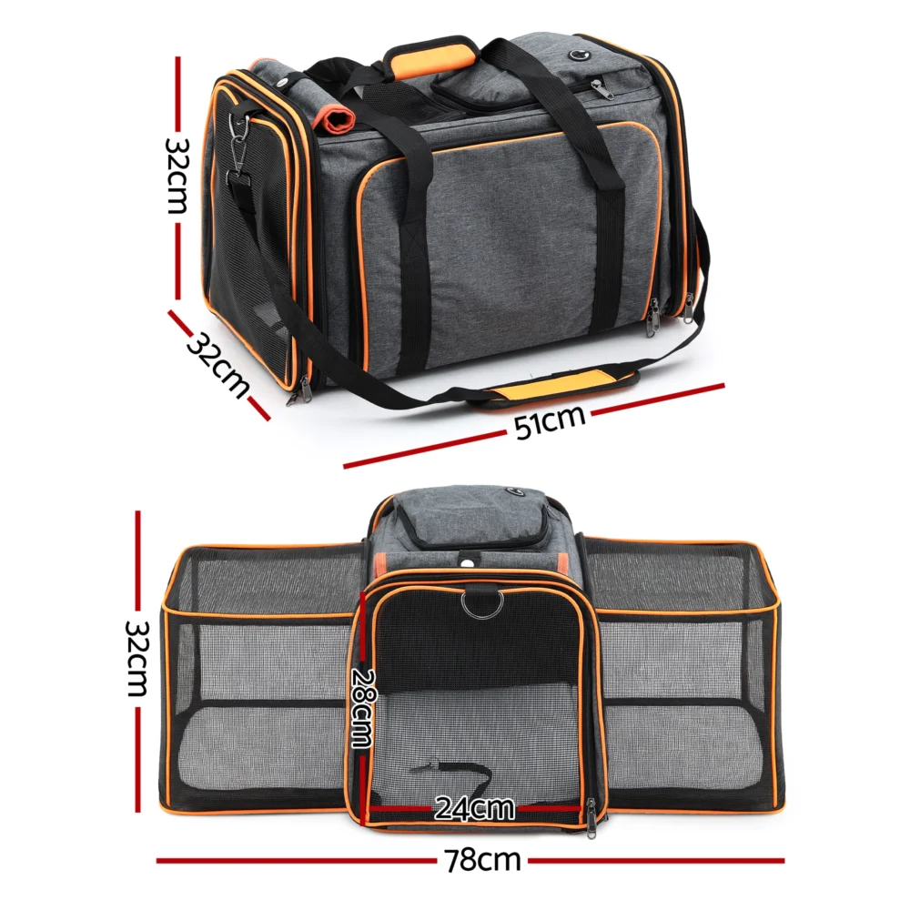 i.Pet Pet Carrier Bag Foldable Expandable Dog Cat Travel Cage Portable Car