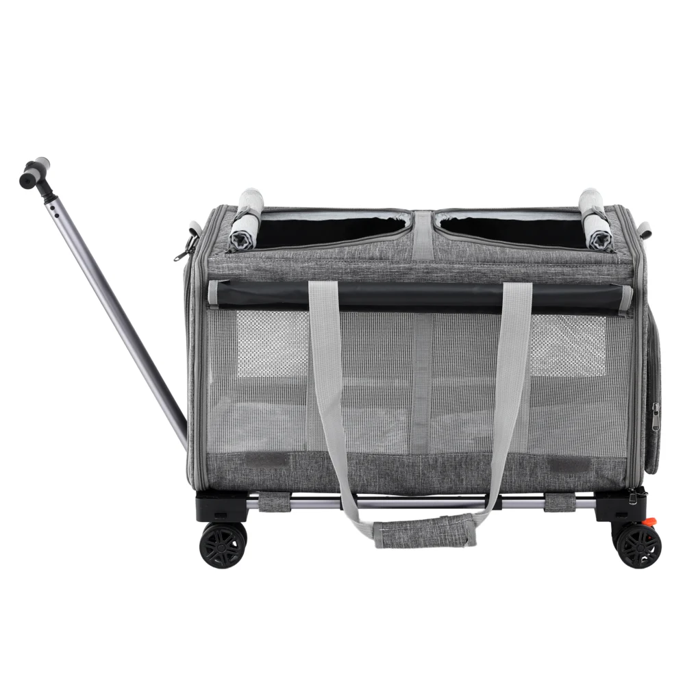 i.Pet Pet Carrier Swivel Wheels Foldable Cat Dog Trolley Stroller Travel Bag
