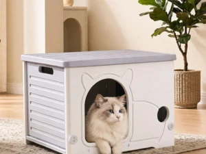 i.Pet Cat House Enclosed Shelter Plastic Nest Stackable Bench Box Outdoor Indoor