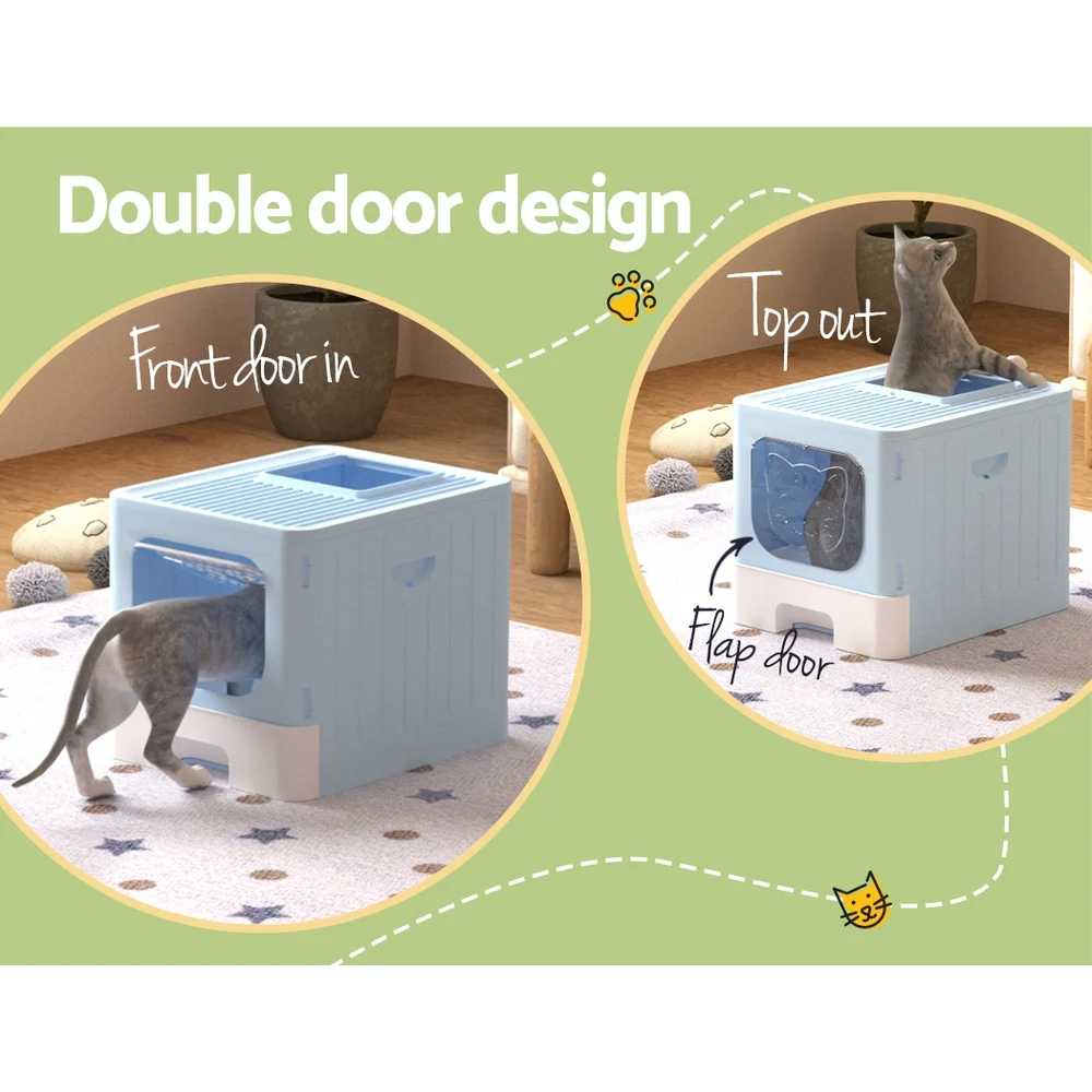 i.Pet Cat Litter Box Large Tray Kitty Toilet Enclosed Hooded Foldable Cat Litter