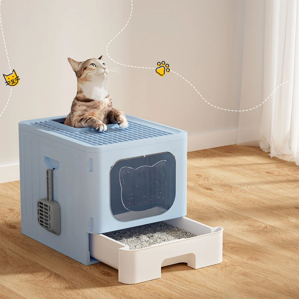 i.Pet Cat Litter Box Large Tray Kitty Toilet Enclosed Hooded Foldable Cat Litter